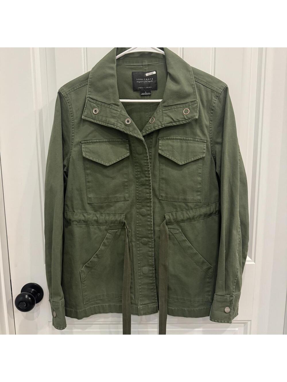 Sanctuary Olive Cotton Blend Utility Jacket, Size Small